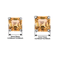 Boucles d'oreilles classiques Asscher Cut Moissanite 1ct & 2ct Platinum Plated 925 Silver 4Prong Setting Gift for Women in Gold Silver