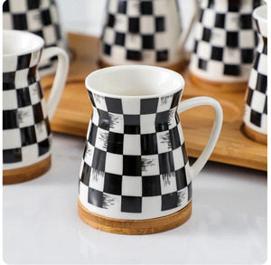 Teiera in ceramica Set teiera in <span class=keywords><strong>porcellana</strong></span> per 6 tazze con vassoio in legno tazze da tè moderne servizio da tè per l'home Office - Product Image 5