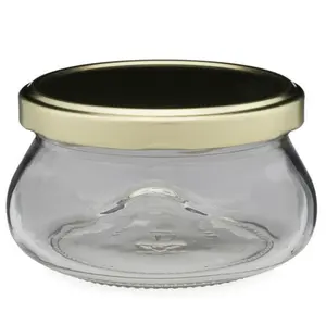 shanghai Honey 3oz 100ml Tureen Glass Jar with Gold Metal Lid iso9001