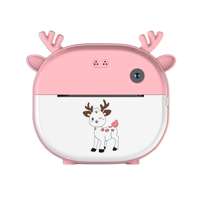 HD Dual Camera Thermal Paper Printing Camera Non Color 2.0-inch Display Screen Cute Animal Rechargeable Kids Toy Birthday Gift