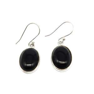 Boucles d'oreilles pendantes en argent sterling 925 avec pierre précieuse onyx noir, bijoux élégants pour femmes, pour mariages, fêtes, cadeaux et usage quotidien - Product Image 1