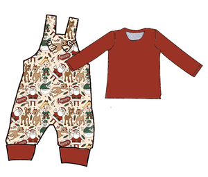 Qingli ODM ensemble de vêtements d'automne et d'hiver 2 pièces pour garçon en coton lavé avec cerf et pantalon pour enfant imprimé verre du 4 juillet - Product Image 3