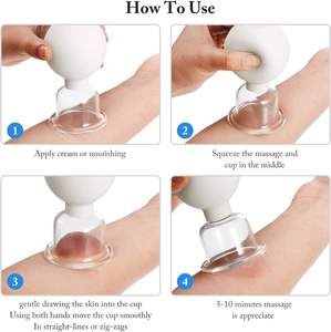 Set terapi limfatik Anti selulit, 4 buah Set cangkir hisap vakum tubuh & leher alat pijat bekam silikon kaca - Product Image 4