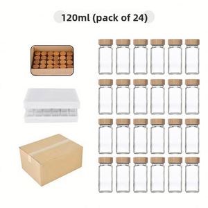 Wholesale 24 Pack 4oz Glass <b>Spice</b> <b>Jar</b> with Bamboo Lids Labels Airtight Square Seasoning <b>Jars</b> for <b>Spice</b> Pantry - Product Image 3