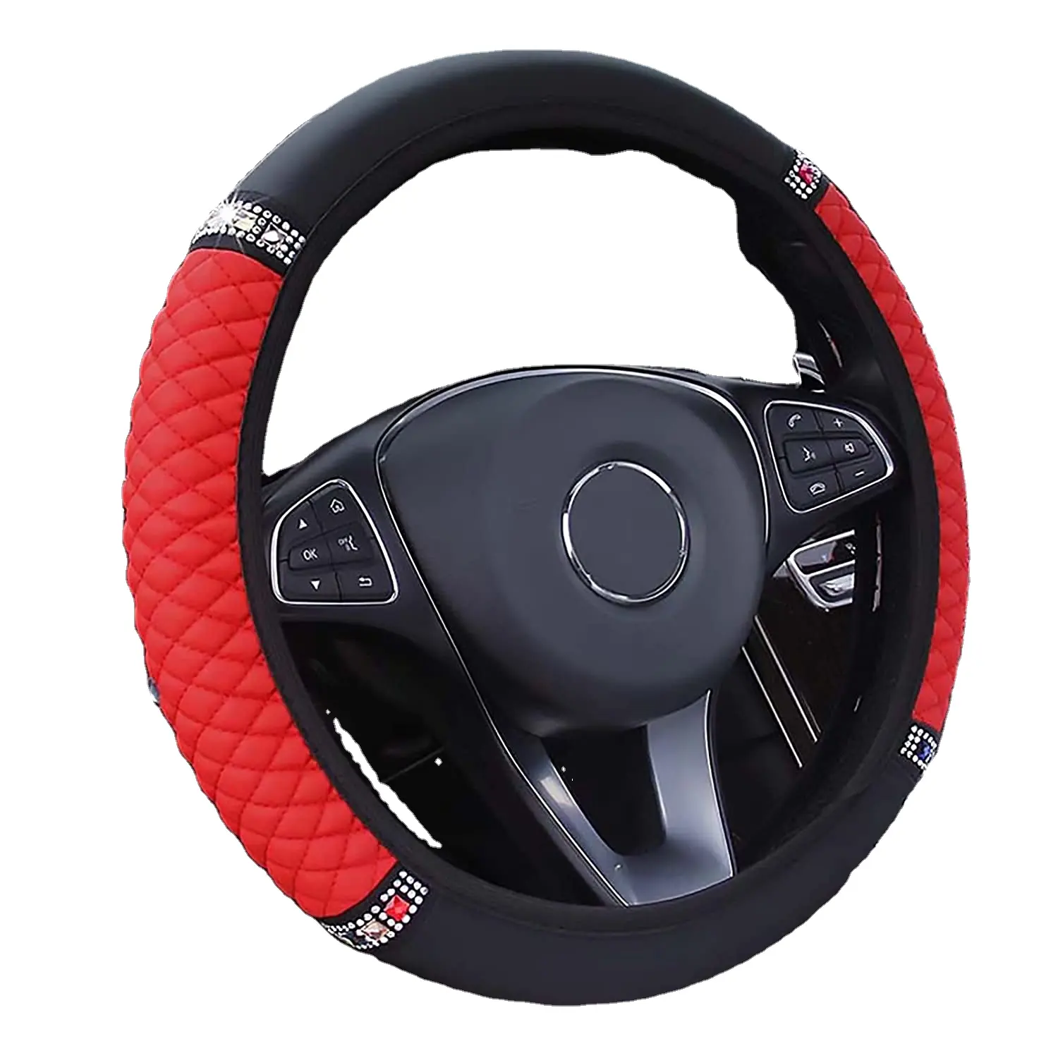 Laser ventilated Leather Breathable Steering Wheel Cover Anti-Slip with Dymic Sports Tricolfor car accessories