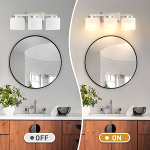 Modern Nordic 3-Light Indoor LED Wall-Mounted Recessed Vanity <strong>Lamp</strong> Frosted Glass <strong>Shades</strong> E26 Bulb Base Dimmable <strong>Bathroom</strong> Lighting - Product Image 5