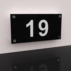 Diseño moderno corte láser negro mate y cobre espejo flotante casa número señal puerta dirección láser número placas para espacio de oficina - Product Image 3
