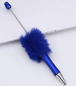 Cute Hair Ball Beaded Refill Ink Blank Ball Point Pen DIY Beadable Pens