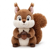 Peluche Écureuil Mignon Brodé, Jouet en Peluche Remplissable en Polyester Doux, Cadeau Kawaii d'Automne pour Enfants