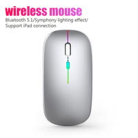 Mouse nirkabel BT RGB, tetikus Gaming ergonomis lampu latar LED komputer nirkabel dapat diisi ulang untuk Laptop PC
