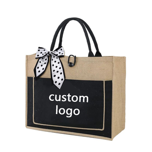 No Minimum Order Medium Sized Personalized Burlap <strong>Jute</strong> <strong>Tote</strong> <strong>Bag</strong> <strong>Custom</strong> Logo Printed Handled Shopping <strong>Bag</strong> for Gifts - Product Image 5