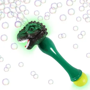 Whole sales Dinosaur Wand Bubble Maker Blower Led Flashing Blaster Machine Musical Light Up Bubble Wand Machine Bubble Solution