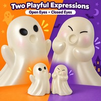 Figurines de fantômes de dessin animé, ensemble de deux pièces, décorations d'Halloween blanches, statues joyeuses pour table, comptoir, étagère, aménagement de fête