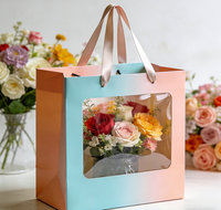 Sacs cadeaux floraux transparents en gros, sacs fourre-tout en papier colorés, adaptés aux fleuristes et à l'emballage de bouquets