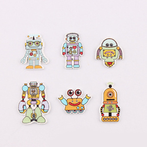 Yiwu Wintop fabbrica vendita diretta stile creativo due fori Robot misto Design in legno bottoni per Scrapbooking fai da te - Product Image 1