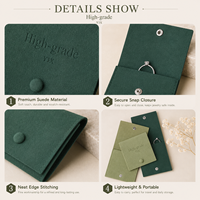 Pochette à bijoux en microfibre avec logo personnalisé, fermeture à pression, pour bagues, colliers, boucles d'oreilles, emballage cadeau, vente en gros