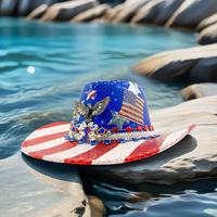 Chapeaux de cowboy à sequins drapeau américain, motif aigle et étoile, pour fête patriotique du 4 juillet, pour adultes, vente en gros
