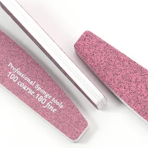 Limas de uñas de media luna con logotipo personalizado, bloque de lijado de búfer de doble cara Rosa grueso 100/180 <span class=keywords><strong>para</strong></span> moler uñas de los dedos, <span class=keywords><strong>esmeril</strong></span> hecho - Product Image 6