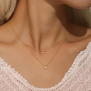 Collar Doble Capa Chapado en Oro con Diseño de Corazón y Flor, Estilo Coreano, Hermoso para Mujer - Product Image 4