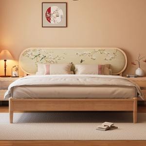 Letto Matrimoniale in Legno Massello Stile Cinese Moderno con Imbottitura Morbida Zen per Hotel e B&B - Product Image 2