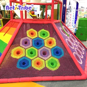 Rainbow Tali Jaring Indoor Taman Bermain dengan Buatan Tangan untuk Anak-anak Lembut Bermain-Mendaki Stasiun