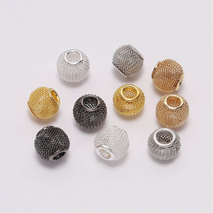 Perles en fil métallique ajourées rondes pour la fabrication de bijoux, bracelets, en argent, or, rhodium, bronze, or KC, en fer - Product Image 1