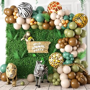 Kit d'<span class=keywords><strong>arche</strong></span> de ballons <span class=keywords><strong>Jungle</strong></span>, <span class=keywords><strong>arche</strong></span> de ballons marron avec des ballons à imprimé animal pour anniversaire, mariage, fête de remise de diplôme - Product Image 1