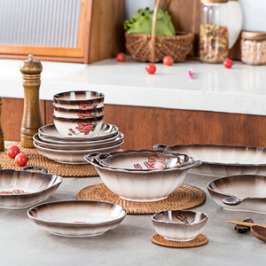 Nordic Light Luxury Tableware High-end Ceramic Tableware Bowl Plate Household Binaural Dish <b>Set</b> - Product Image 6