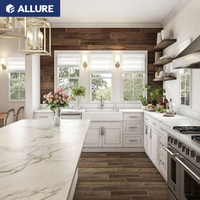 Lemari Dapur Bawah Desain Papan PVC Kayu Shaker Putih Tahan Air dengan Lis Plafon Allure Crown