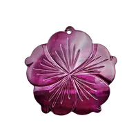 Pendentif Fleur de Plumeria Sculpté à la Main en Nacre Naturelle 46mm, Peinture Violette, Breloques Élégantes en Coquillage pour Bijoux DIY (Terre Ferme)