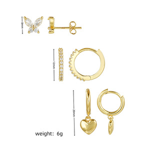 6 قطع من المجوهرات الفاخرة هيبوالرجينيك الخفيفة أقراط متدلية حلقية حب سحر الفراشة 5A أقراط مرصعة بالزركون للنساء - Product Image 5