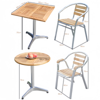 Meubles de jardin en aluminium modernes, table et chaises de salle à manger d'extérieur pour patio, balcon, hôtel, café, restaurant