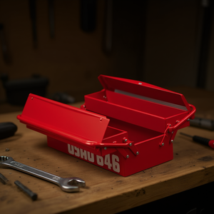 646/3LV <b>Tool</b> <b>Box</b> Red Metal <b>Storage</b> With Lid And Handle For Workshop Use - Product Image 3