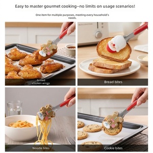 Pinces de cuisine en silicone pour Noël, pinces de cuisine en acier inoxydable, pinces à barbecue en silicone résistantes à la chaleur, pince à pain et viande 7 pouces - Product Image 4