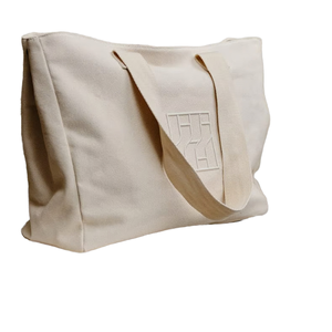 Bolsa de Tela de Algodón de Gran Capacidad con Logotipo Bordado Personalizado, Correa de Hombro Extra Grande Natural - Product Image 1