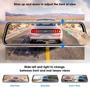10 inç dokunmatik ekran araba kara kutusu ön ve arka araba dvr'ı dikiz aynası geri vites kamera çift Lens Video kaydedici 2K çizgi kam - Product Image 3