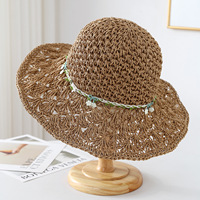 Sombrero de paja plegable y transpirable para mujer, gorra de protección solar UV de ala ancha, sombrero ligero esencial para proteger la cabeza