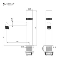 Robinet de lavabo haut de gamme en acier inoxydable 304, finition canon de fusil avec poignée moletée et marbrée pour projets commerciaux