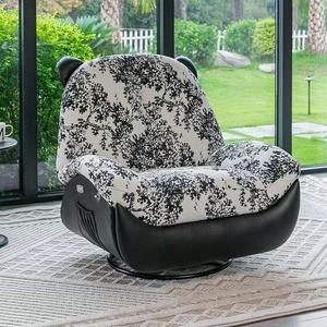 360° Swivel Bear Ear Lounge Chair Soft Upholstered Accent Chair with Swivel Base <b>for</b> Living Room Bedroom - Product Image 4