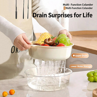 Passoire de cuisine double couche transparente en plastique, grande capacité, pour fruits et légumes, style luxe léger