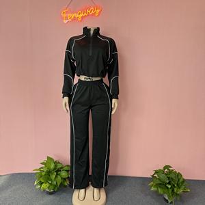 Dames Casual Cropped Jack met Trekkoord & Lange Broek 2-delig Set 2025 Winter Herfst Workout Joggingbroek Set Dameskleding - Product Image 5