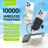 BAVIN Li-Polymer PC1123E Plug Uk 10000mah Holder Wireless Power Bank Avec Câble De Charge