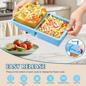 Molde de silicona personalizado para bandeja de hielo, bandeja para congelar alimentos para bebés, máquina para hacer helados, almacenamiento de alimentos, bandejas de silicona para congelador de 2 tazas con tapa - Product Image 5