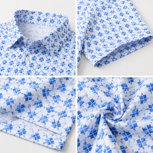 Polo de Golf Geométrico Azul Premium Personalizado para Hombre, Ropa Corporativa de Marca Privada con Absorción de Humedad, OEM - Product Image 3