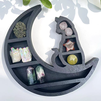 Offre Spéciale de pierre de guérison de roche naturelle spirituelle chat dans la lune quartz support en bois support en cristal ornements de pierres précieuses en cristal