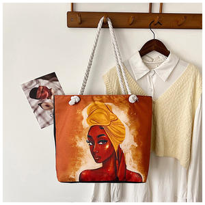 Bolso de Hombro de Lona Estampado de Gran Capacidad para Mujer con Cierre de Cremallera, Bolso de Mano Transfronterizo y Bolso de Compras - Product Image 4