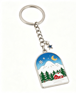 Porte-clés en métal avec logo personnalisé, porte-clés en émail, souvenir de Noël, alliage de zinc, cadeau promotionnel - Product Image 3