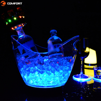 Seau à glace en acrylique rechargeable lumineux avec logo personnalisé pour bars, clubs, restaurants, fêtes, boissons, bières et vins
