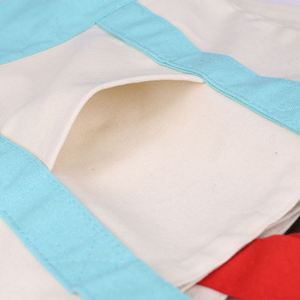 Sac fourre-tout en toile de coton moyen, personnalisé, portable, à double bandoulière, pour usage quotidien, avec poignées, motif dessin animé, vierge, pour broderie et transfert thermique - Product Image 3