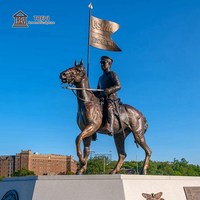 Estatua de Caballero Montado a Caballo de Bronce Fundido a Tamaño Real TREVI |   Escultura de monumento de Guerrero de Caballería para Parque y Plaza Conmemorativa